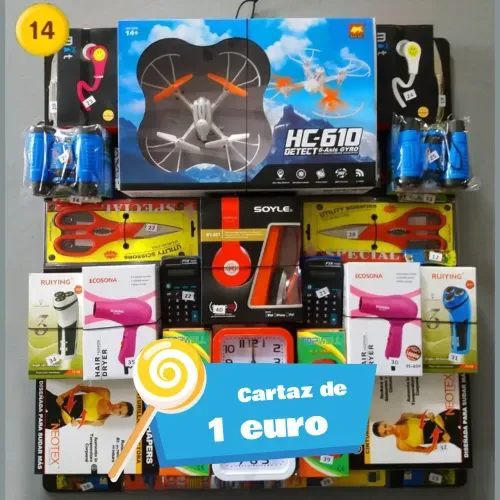 Cartaz de Brindes 1 euro com Drone para máquina de vending
